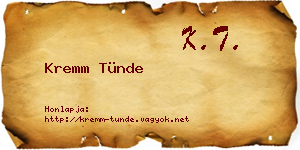 Kremm Tünde névjegykártya
